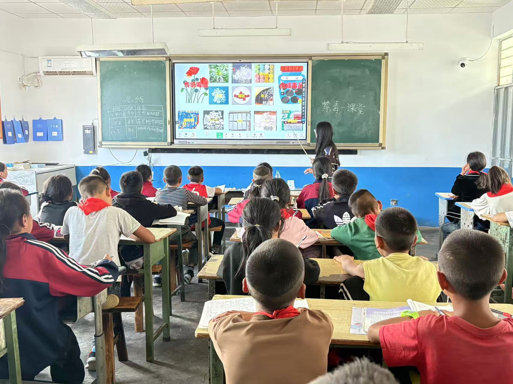 四川省凉山州竹核镇中心小学关工委组织全校开展禁毒宣传主题班会